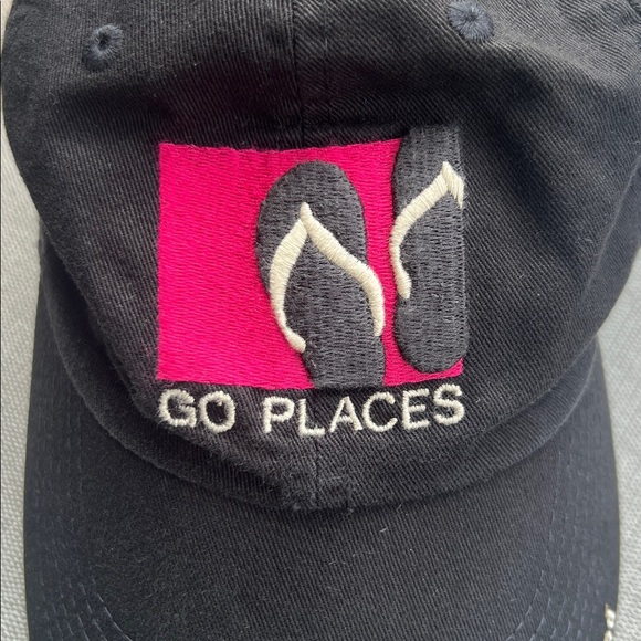 Life is Good - Go Places Black Flip Flops Adjustable Baseball Hat Cap - Picture 3 of 8